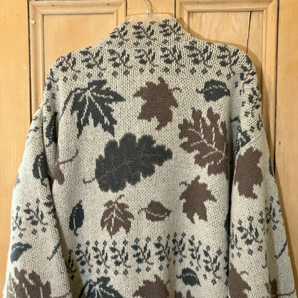 Alps Fine Apparel Womens Vintage 90s Wool USA Leaf Cardigan Size XL Beige FA EXC - Picture 10 of 12